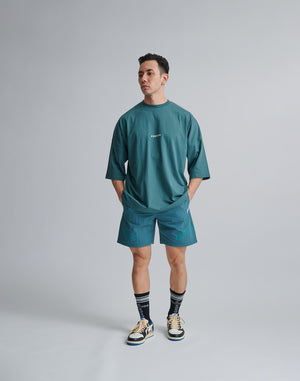 CRONOS BLACK LETTER WASHED SHORTS [GREEN]