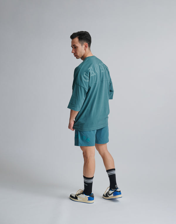 CRONOS BLACK LETTER WASHED SHORTS [GREEN]