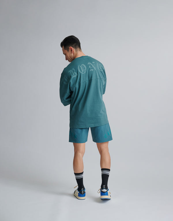 CRONOS BLACK LETTER WASHED SHORTS [GREEN]