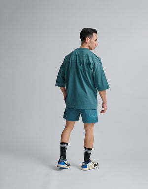 CRONOS BLACK LETTER WASHED SHORTS [GREEN]