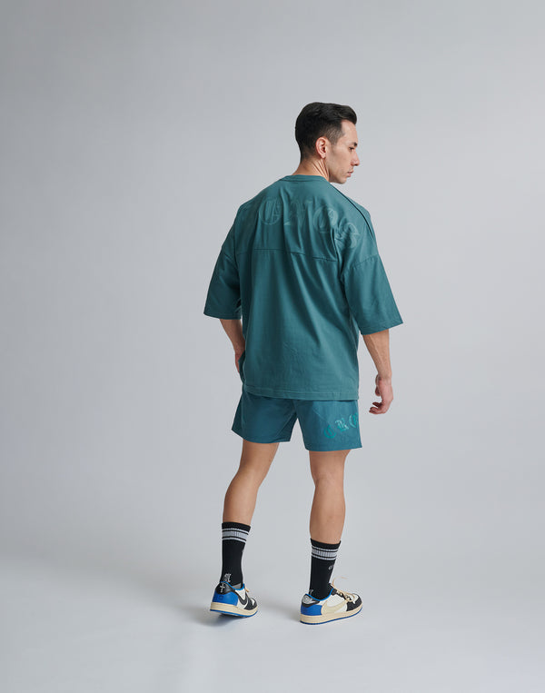 CRONOS BLACK LETTER WASHED SHORTS [GREEN]