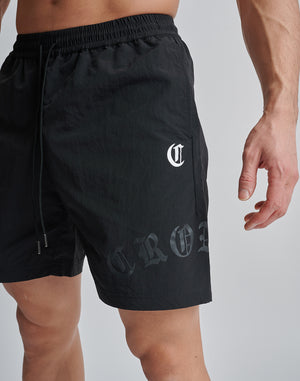 CRONOS BLACK LETTER WASHED SHORTS [GREEN]