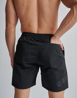 CRONOS BLACK LETTER WASHED SHORTS [GREEN]