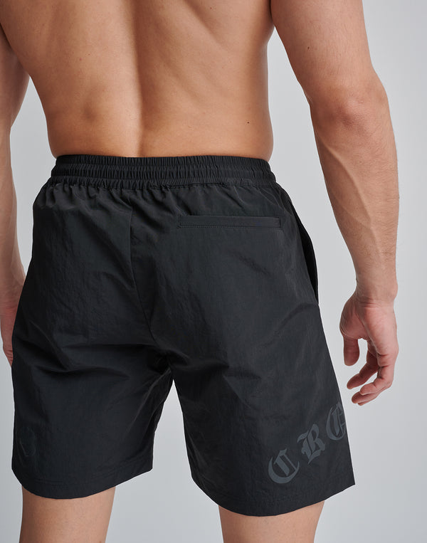 CRONOS BLACK LETTER WASHED SHORTS [GREEN]