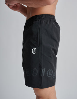 CRONOS BLACK LETTER WASHED SHORTS [GREEN]