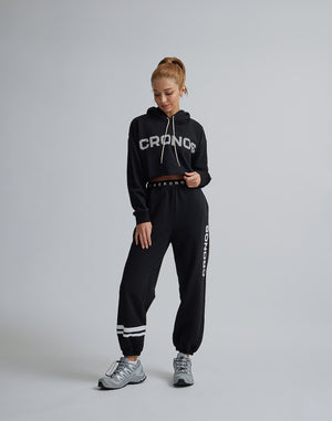 CRONOS WOMEN LOGO SHORT HOODIE【BLACK】