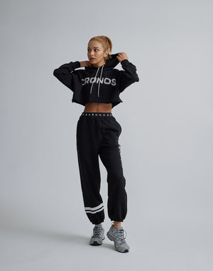 CRONOS WOMEN LOGO SHORT HOODIE【BLACK】