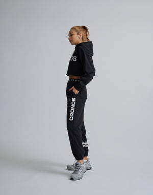 CRONOS WOMEN LOGO SHORT HOODIE【BLACK】
