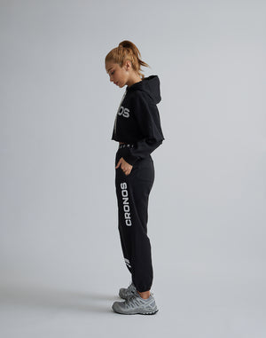 CRONOS WOMEN LOGO SHORT HOODIE【BLACK】