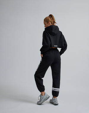 CRONOS WOMEN LOGO SHORT HOODIE【BLACK】
