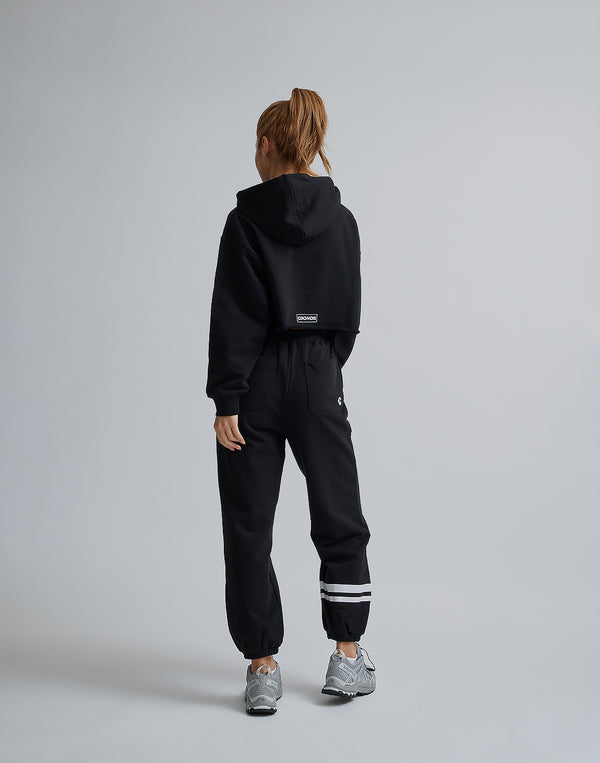 CRONOS WOMEN LOGO SHORT HOODIE【BLACK】