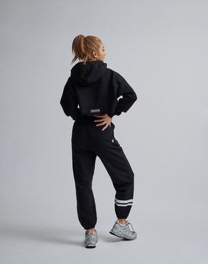 CRONOS WOMEN LOGO SHORT HOODIE【BLACK】