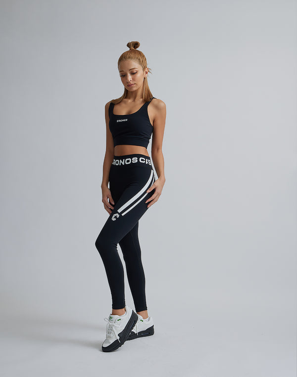 CRONOS WOMEN BACK LOGO STRAP BRA【BLACK】