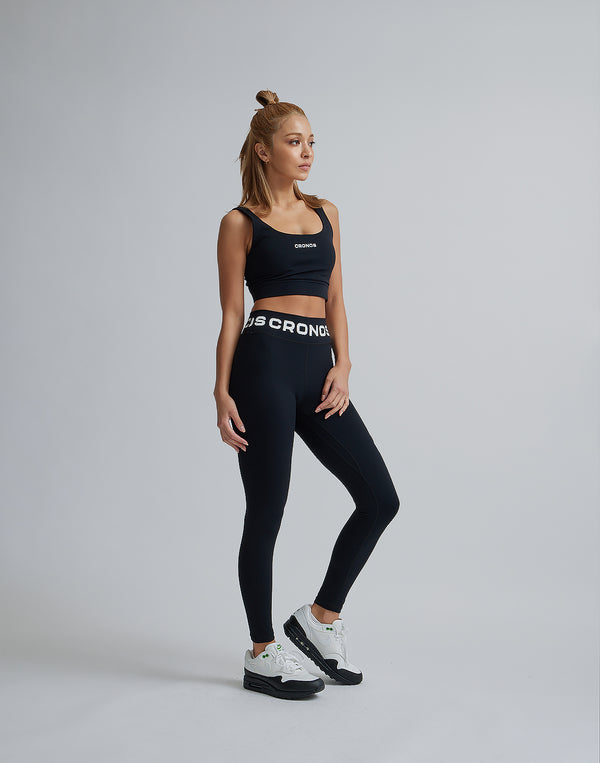 CRONOS WOMEN BACK LOGO STRAP BRA【BLACK】