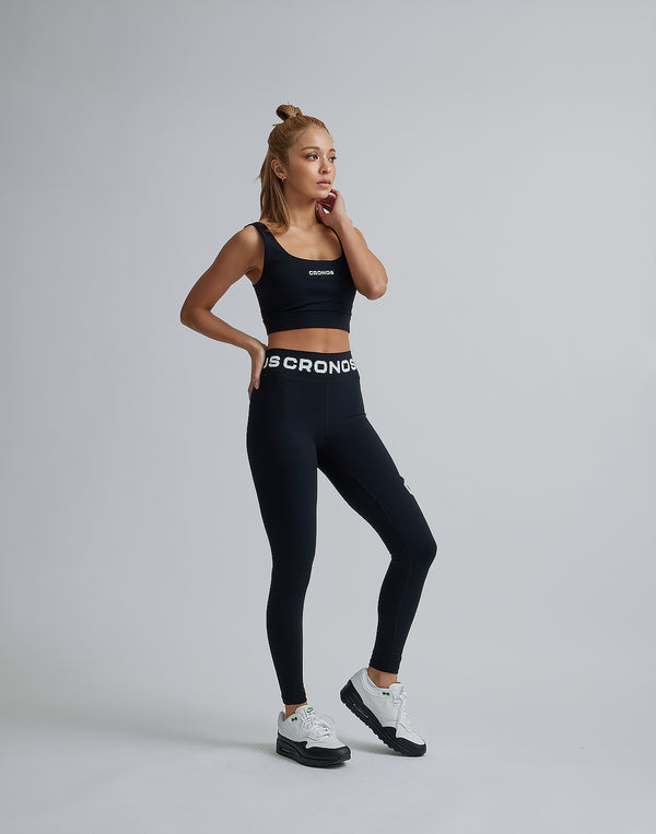 CRONOS WOMEN BACK LOGO STRAP BRA【BLACK】