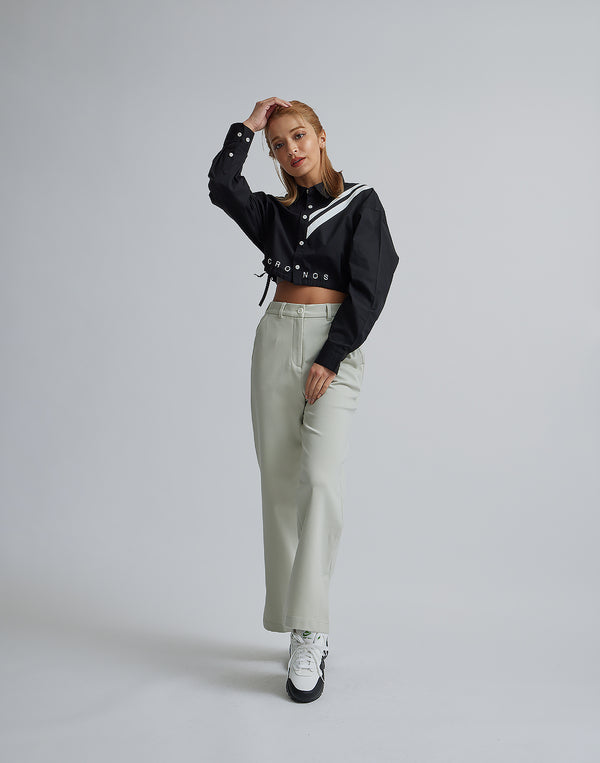 CRONOS WOMEN 2LINE SHORT SHIRTS【BLACK】