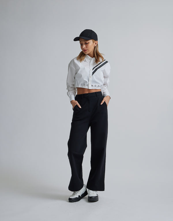 CRONOS WOMEN 2LINE SHORT SHIRTS【WHITE】