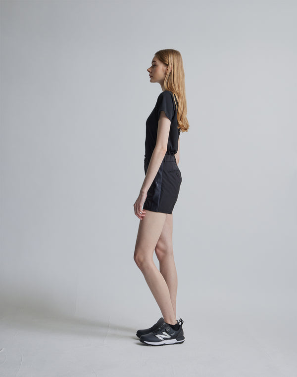 CRONOS BLACK SIDE LINE SHORTS [BLACK]