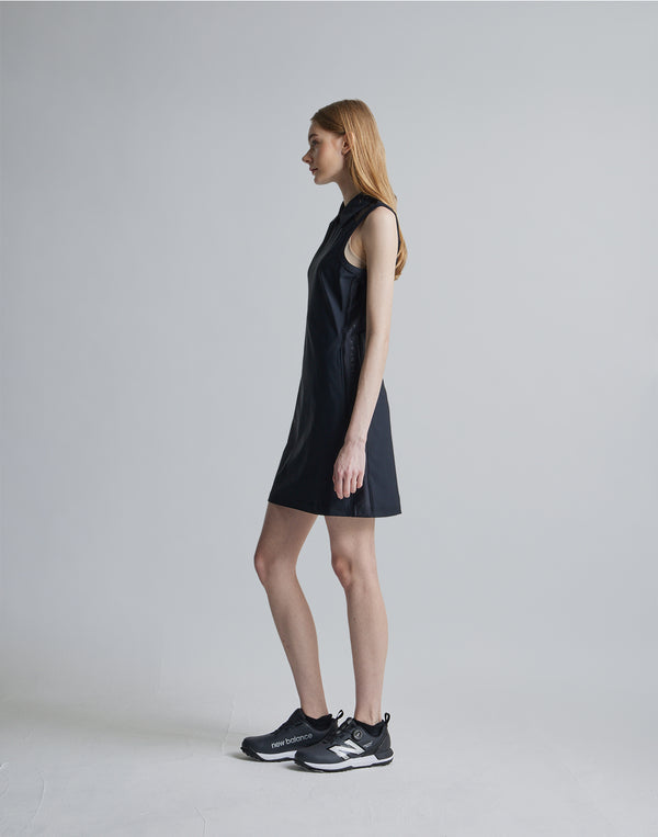 CRONOS BLACK SIDE LINE MESH DRESS [BLACK]