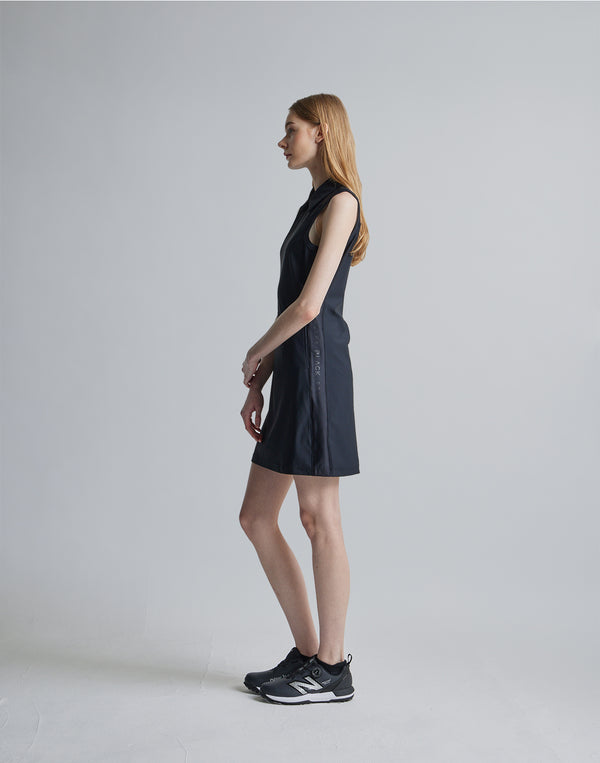 CRONOS BLACK SIDE LINE MESH DRESS [BLACK]