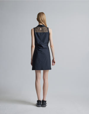 CRONOS BLACK SIDE LINE MESH DRESS [BLACK]