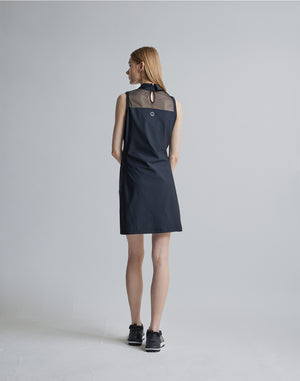 CRONOS BLACK SIDE LINE MESH DRESS [BLACK]