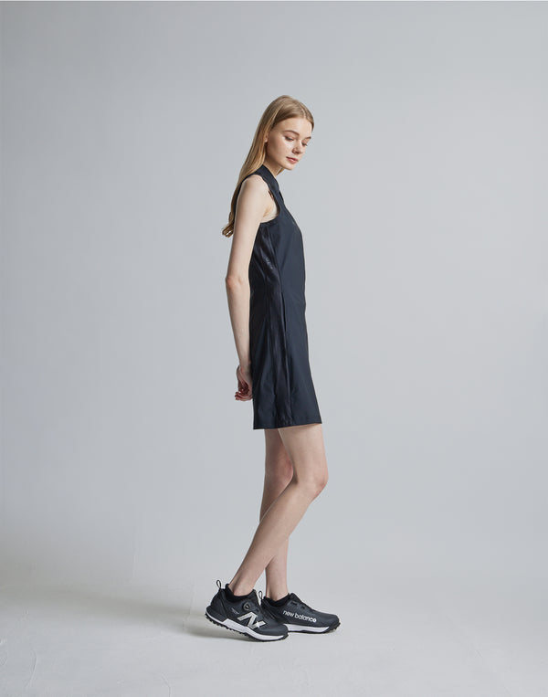 CRONOS BLACK SIDE LINE MESH DRESS [BLACK]
