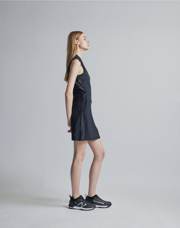 CRONOS BLACK SIDE LINE MESH DRESS [BLACK]