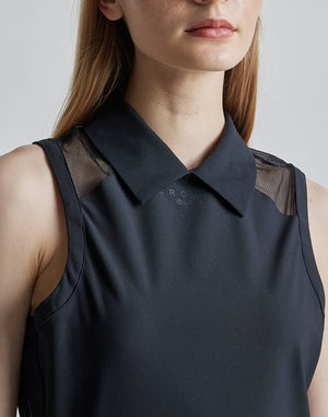 CRONOS BLACK SIDE LINE MESH DRESS [BLACK]