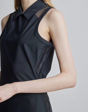 CRONOS BLACK SIDE LINE MESH DRESS [WHITE]