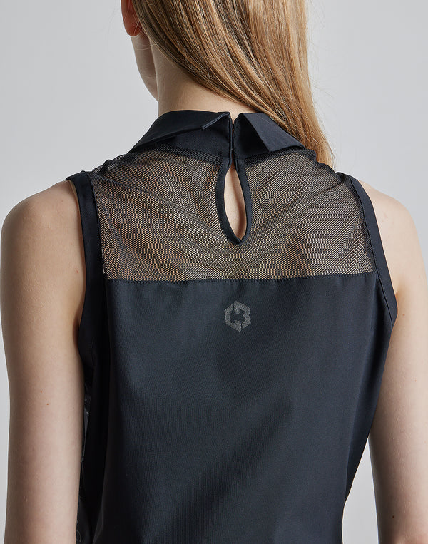 CRONOS BLACK SIDE LINE MESH DRESS [WHITE]