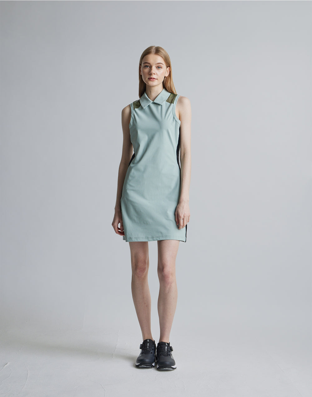 CRONOS BLACK SIDE LINE MESH DRESS [M.GREEN]