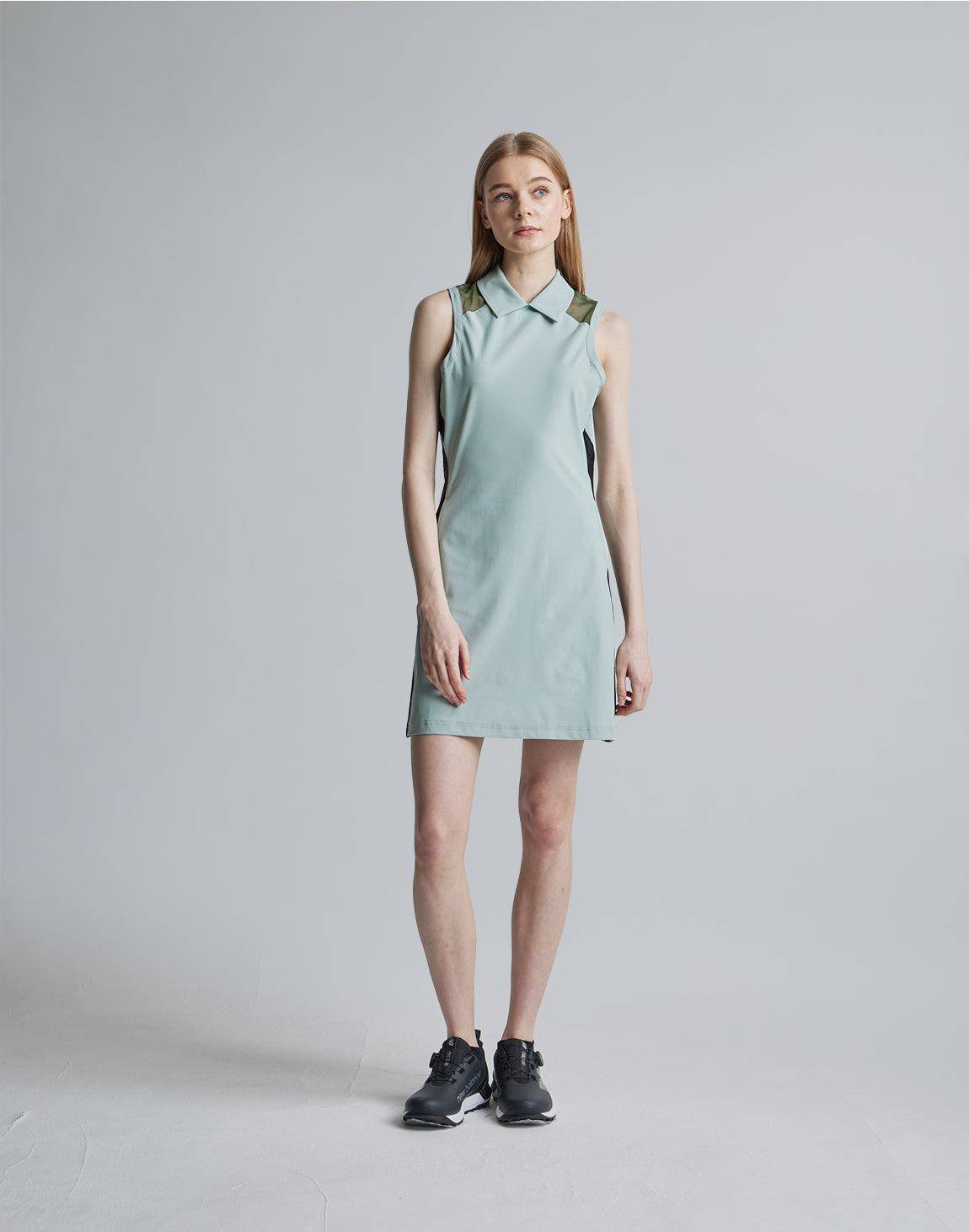 CRONOS BLACK SIDE LINE MESH DRESS【M.GREEN】