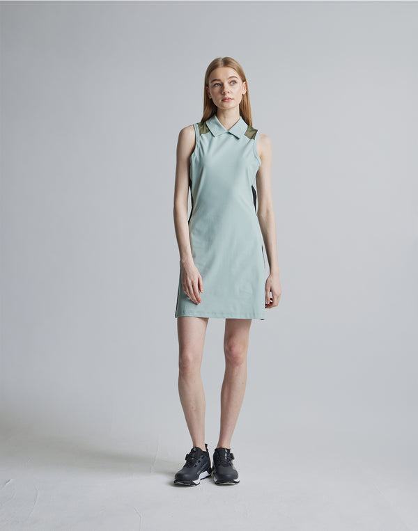 CRONOS BLACK SIDE LINE MESH DRESS [M.GREEN]