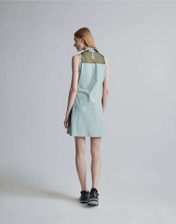CRONOS BLACK SIDE LINE MESH DRESS [M.GREEN]