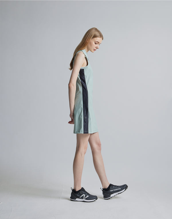 CRONOS BLACK SIDE LINE MESH DRESS [M.GREEN]