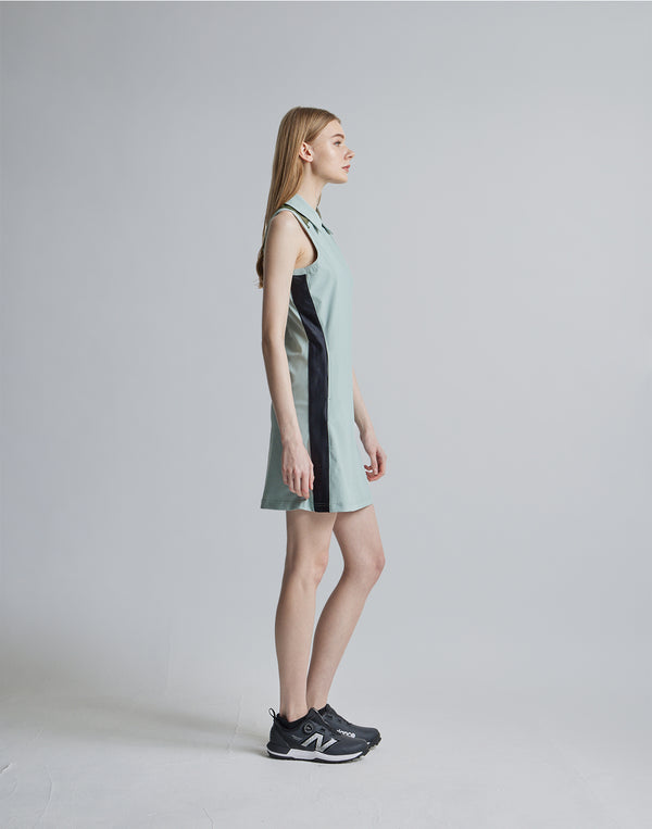 CRONOS BLACK SIDE LINE MESH DRESS [M.GREEN]