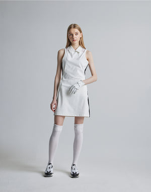 CRONOS BLACK SIDE LINE MESH DRESS [WHITE]