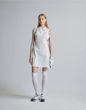 CRONOS BLACK SIDE LINE MESH DRESS [WHITE]