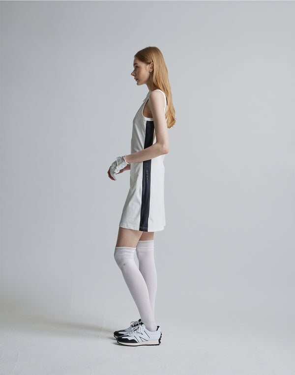 CRONOS BLACK SIDE LINE MESH DRESS [WHITE]