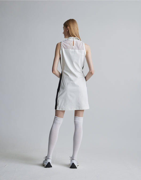 CRONOS BLACK SIDE LINE MESH DRESS [WHITE]