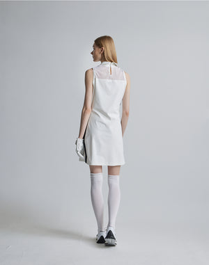 CRONOS BLACK SIDE LINE MESH DRESS [WHITE]
