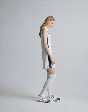 CRONOS BLACK SIDE LINE MESH DRESS [WHITE]