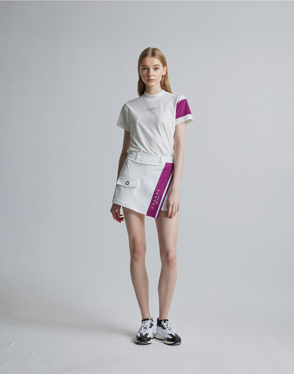 CRONOS BLACK CULOTTE SKIRT [WHITE×PURPLE]