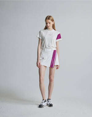 CRONOS BLACK CULOTTE SKIRT [WHITE×PURPLE]
