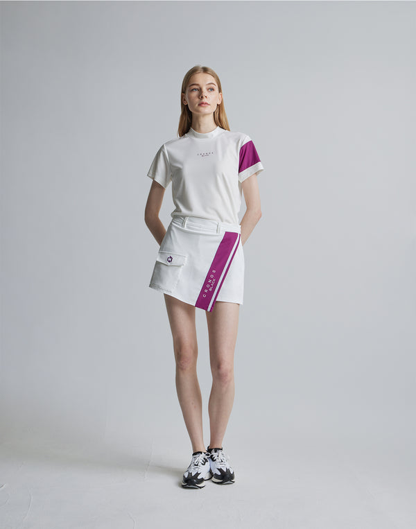 CRONOS BLACK CULOTTE SKIRT [WHITE×PURPLE]