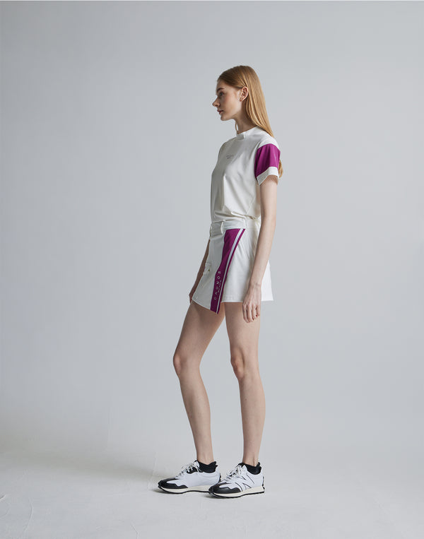 CRONOS BLACK CULOTTE SKIRT [WHITE×PURPLE]