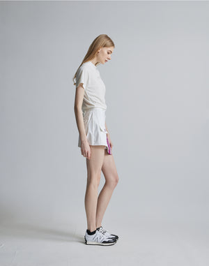 CRONOS BLACK CULOTTE SKIRT [WHITE×PURPLE]