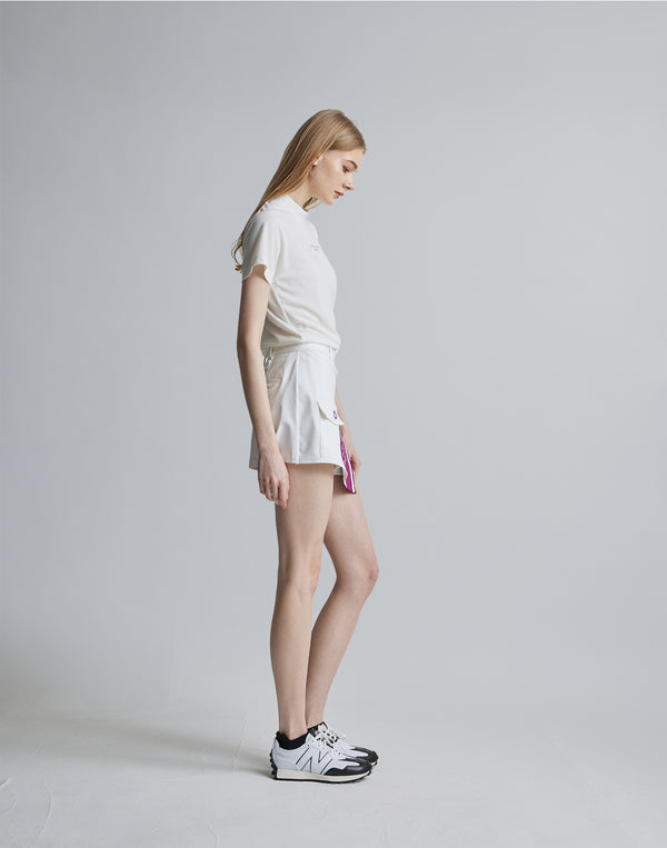 CRONOS BLACK CULOTTE SKIRT [WHITE×PURPLE]