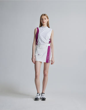 CRONOS BLACK CULOTTE SKIRT [WHITE×PURPLE]